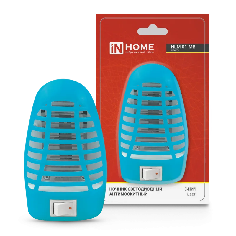 картинка Ночник светодиодный антимоскитный NLM 01-MB синий с выключателем 230В IN HOME