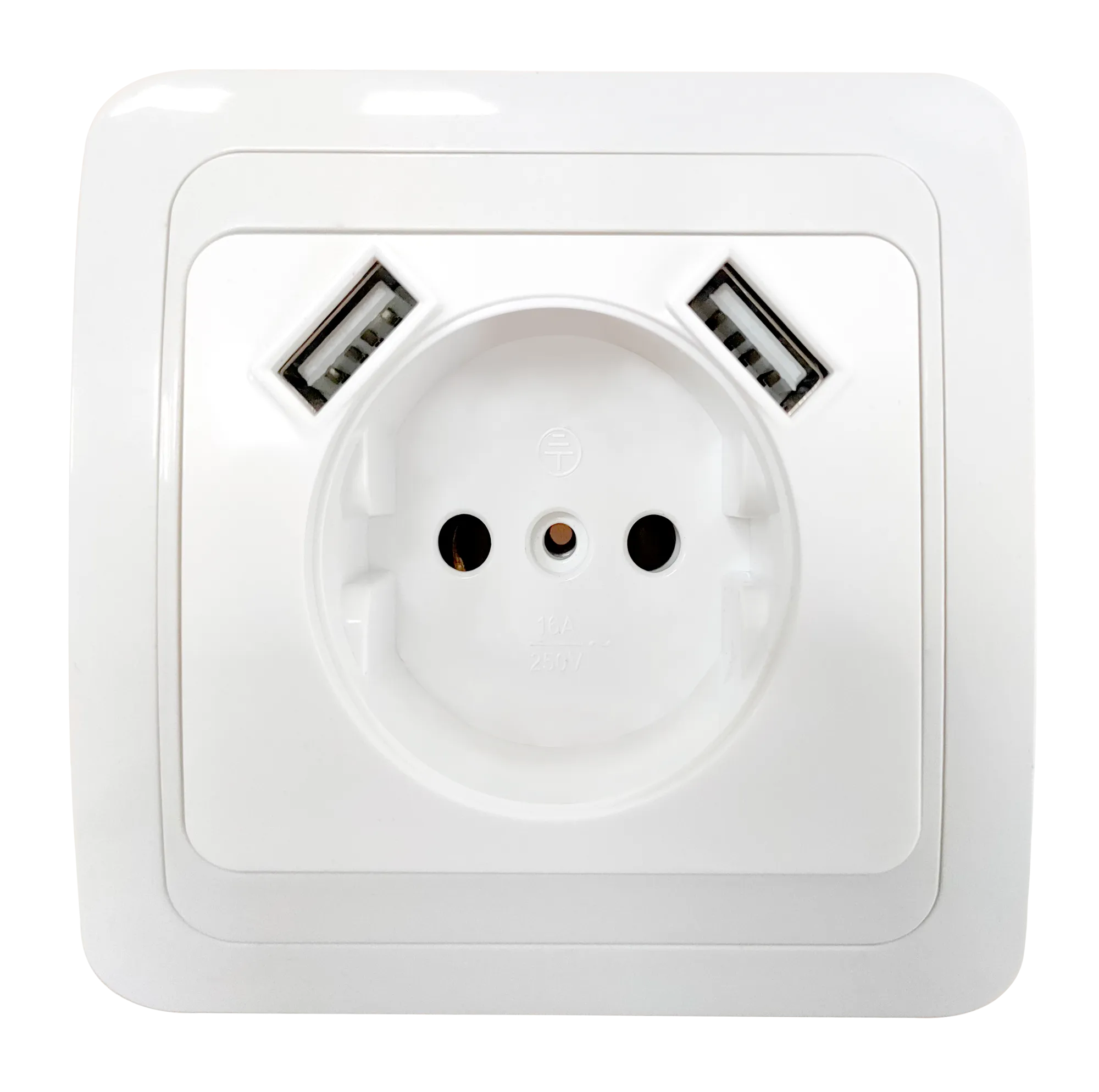 картинка Розетка одинарная CLASSICO с двумя USB белая 2147 IN HOME