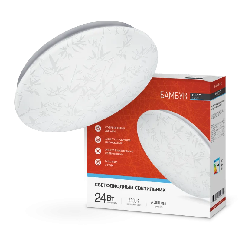 картинка Светильник светодиодный серии DECO БАМБУК 24Вт 230В 6500К 2160Лм 330х55мм IN HOME