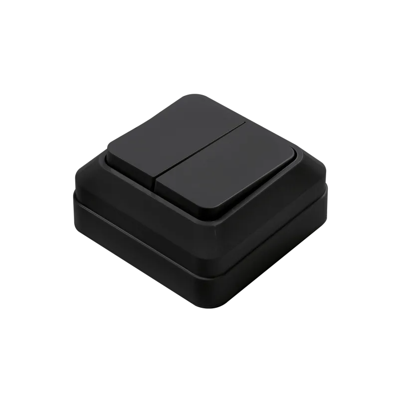 картинка Выключатель двухклавишный BOLLETO черный накладной 7023B IN HOME