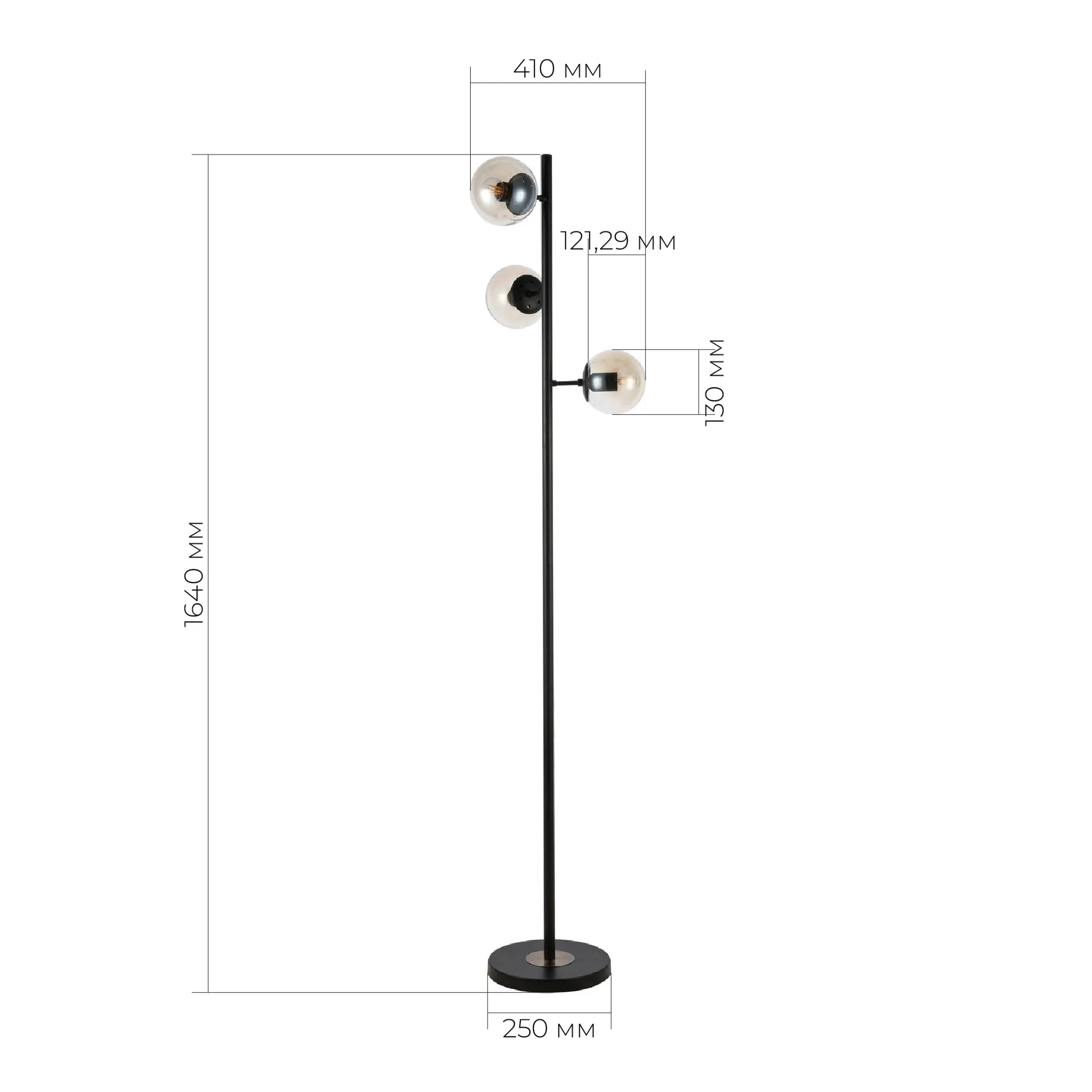 картинка SLE154905-03 Светильник напольный Черный/Янтарный E27 3*60W
