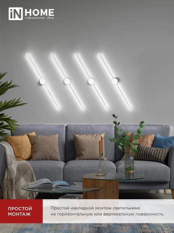 картинка Светильник светодиодный ESTETIKA ART-60C-40WH 10Вт 230В 4000K 700Лм 600х60x98 белый IN HOME