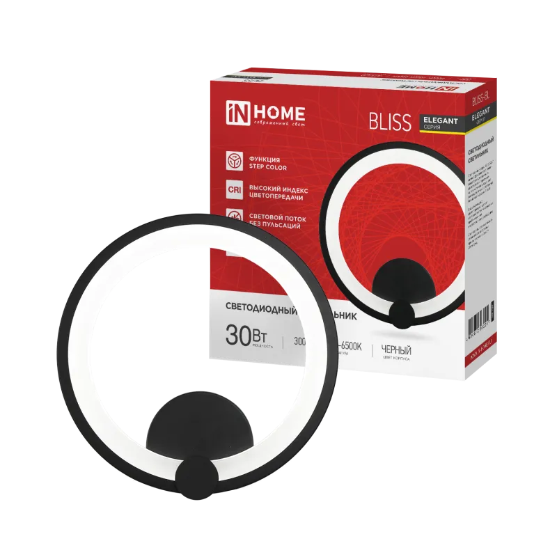 картинка Светильник светодиодный ELEGANT BLISS-BL 30Вт 230В 3000-6500K 2400Лм STEP COLOR черный IN HOME