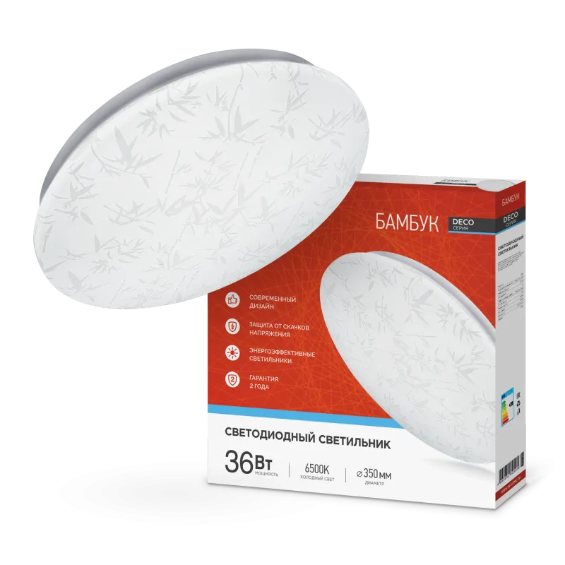 картинка Светильник светодиодный серии DECO БАМБУК 36Вт 230В 6500К 3240Лм 370х55мм IN HOME