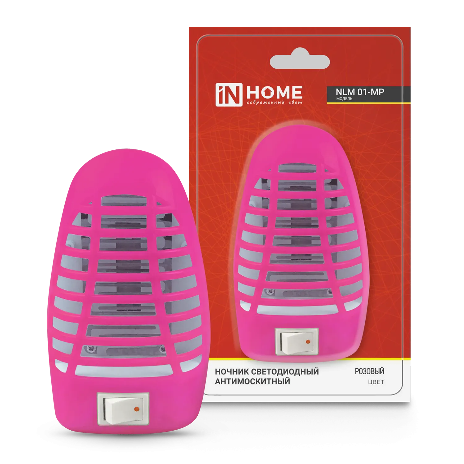 картинка Ночник светодиодный антимоскитный NLM 01-MP розовый с выключателем 230В IN HOME