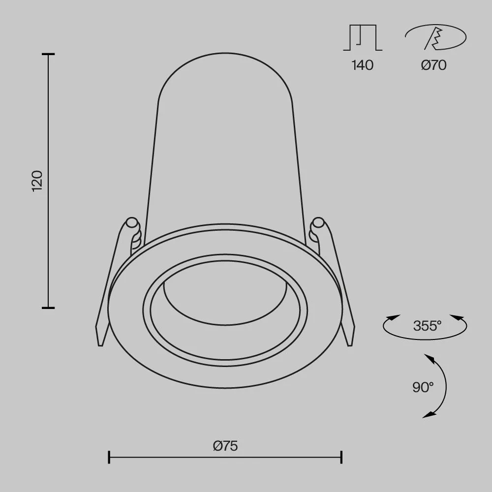 картинка Встраиваемый светильник Technical DL125-L12-4K-B