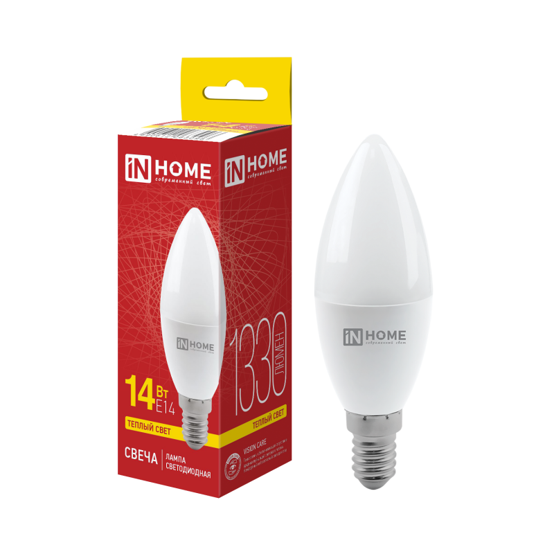 картинка Лампа светодиодная LED-СВЕЧА-VC 14Вт 230В E14 3000K 1330Лм IN HOME