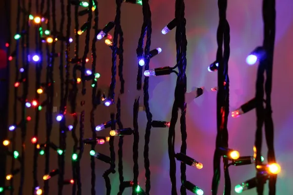 картинка Светодиодная гирлянда нить 20м, динамика, черный провод, мульти