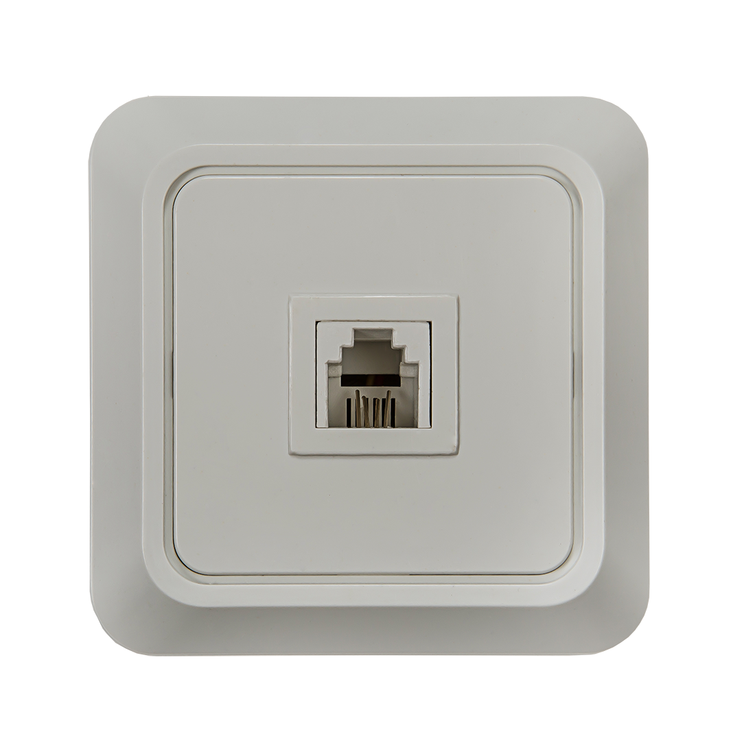 картинка Розетка телефонная BOLLETO белая накладная 7034 IN HOME