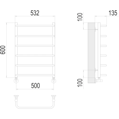 картинка Полотенцесушитель Терминус Стандарт  П6 500х600, арт.4670078530332