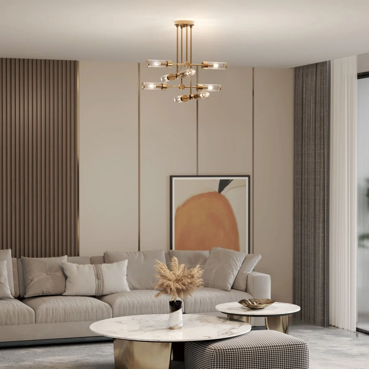 картинка Умный потолочный светильник со стеклянными плафонами 60166/8 латунь