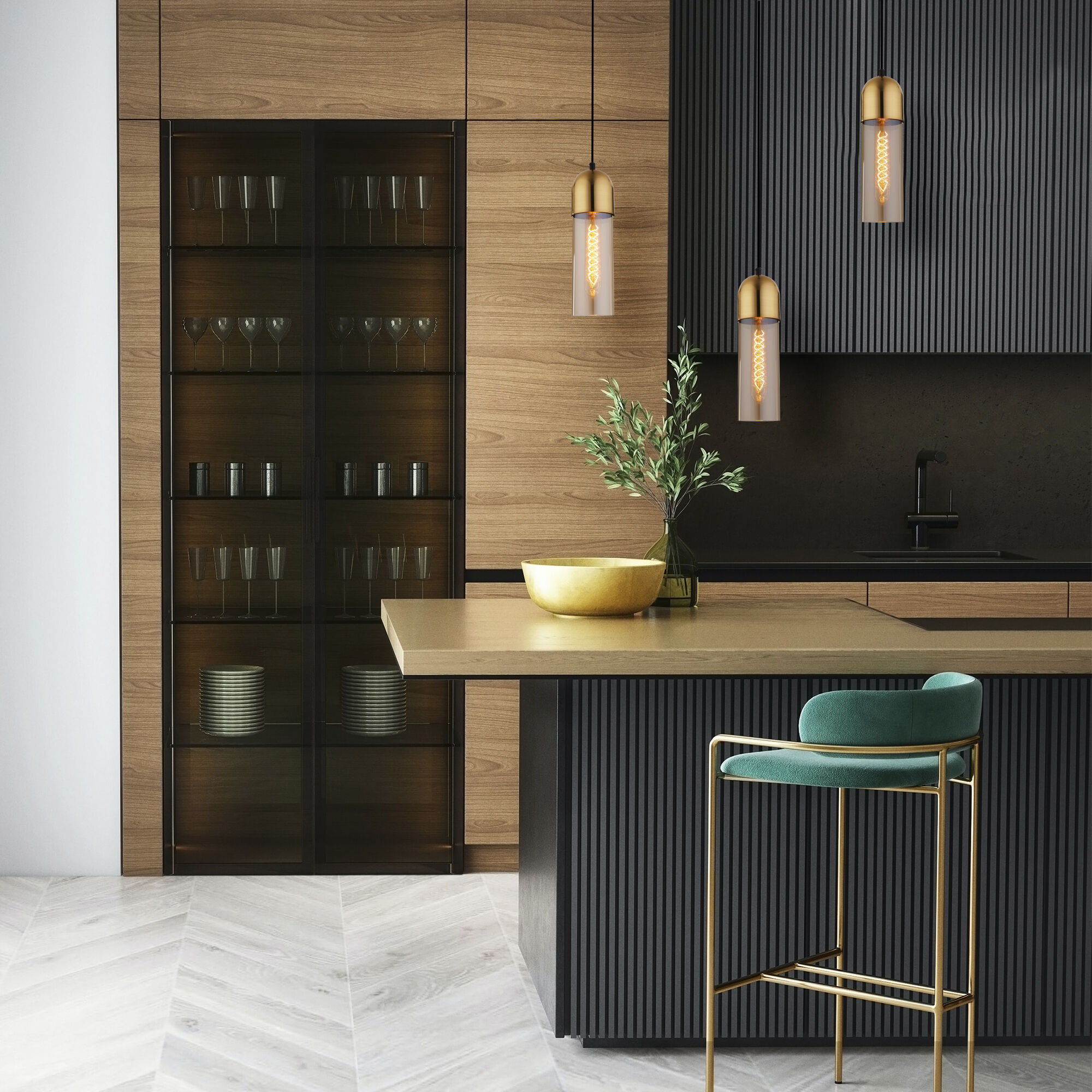 картинка Подвесной светильник со стеклянным плафоном 50180/1 янтарный