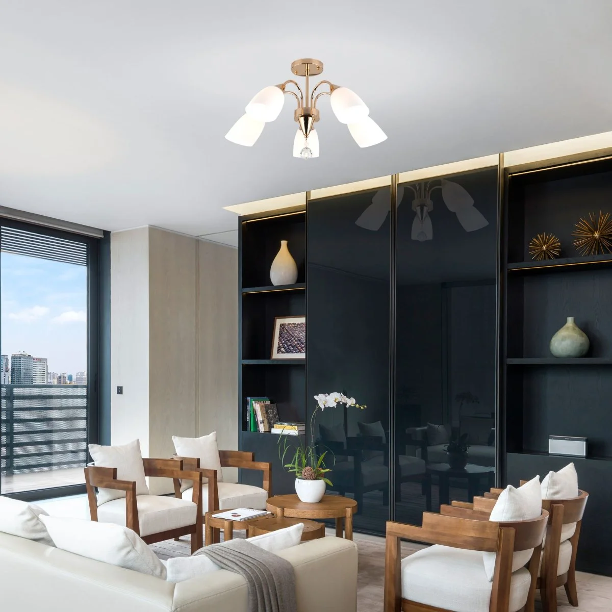 картинка Потолочная люстра со стеклянными плафонами 30149/5 золото