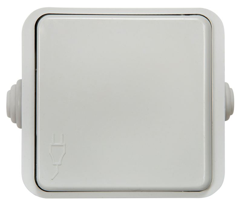 картинка Розетка одинарная с крышкой AQUA белая полугерметичная 3110 IN HOME