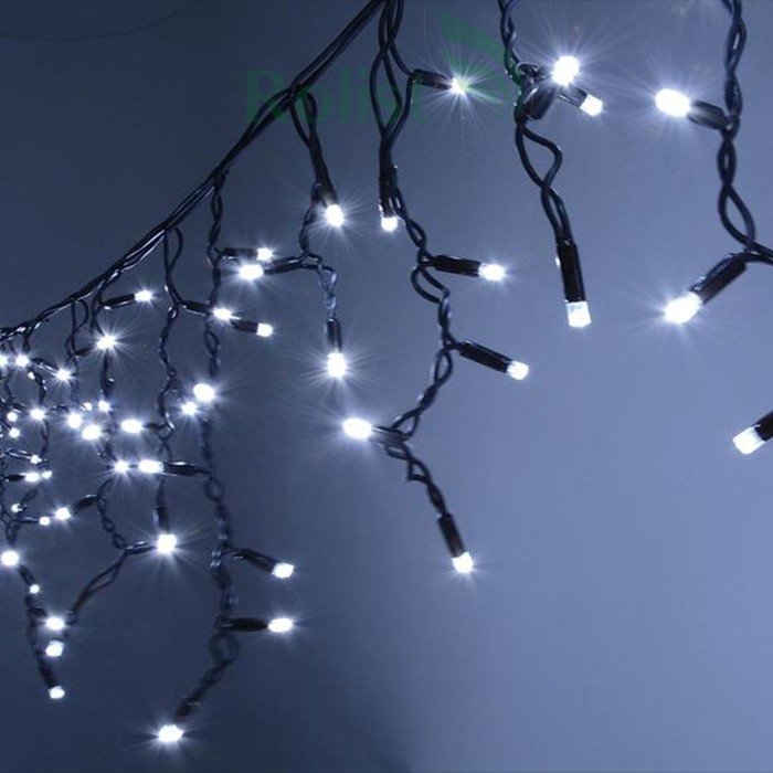 картинка Светодиодная бахрома 3х0.6м, флэш, черный провод РЕЗИНА, белая