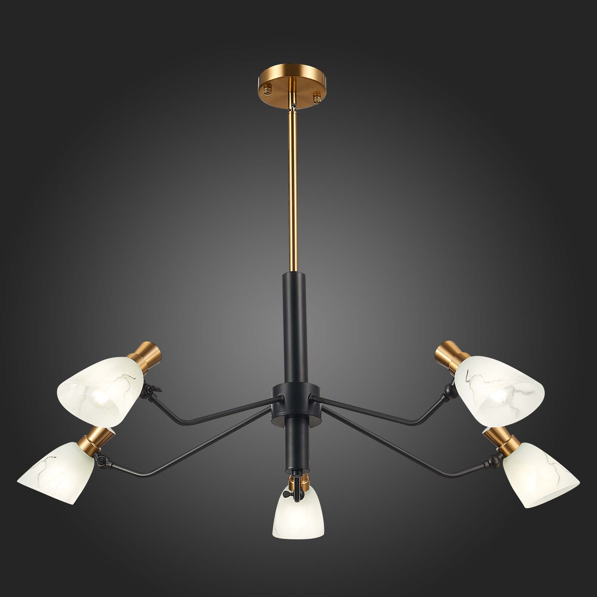 картинка SLE205403-05 Светильник подвесной Черный, Латунь/Белый E14 5*60W