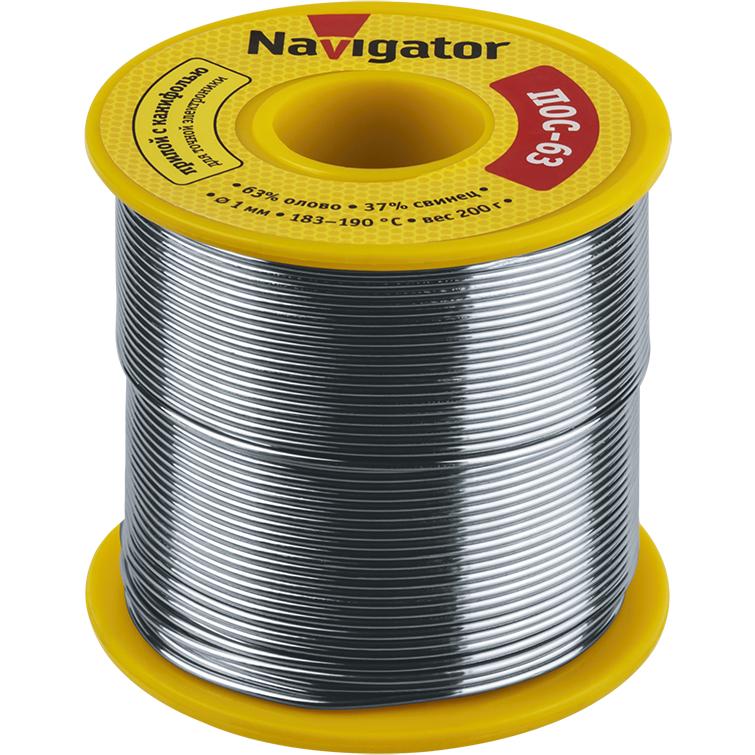 картинка Припой 93 778 NEM-Pos05-63K-1-K200 (ПОС-63 катушка 1мм 200г) NAVIGATOR 93778