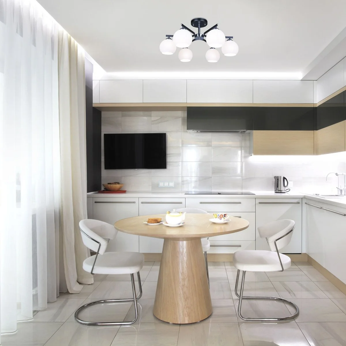 картинка Потолочная люстра с плафонами 30145/6 хром/венге