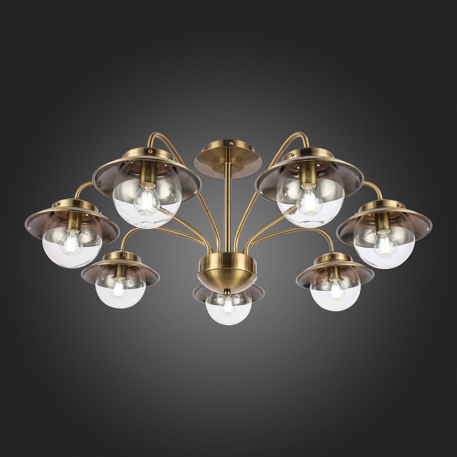 картинка SLE110102-07 Светильник потолочный Античная бронза/Прозрачный E14 7*40W