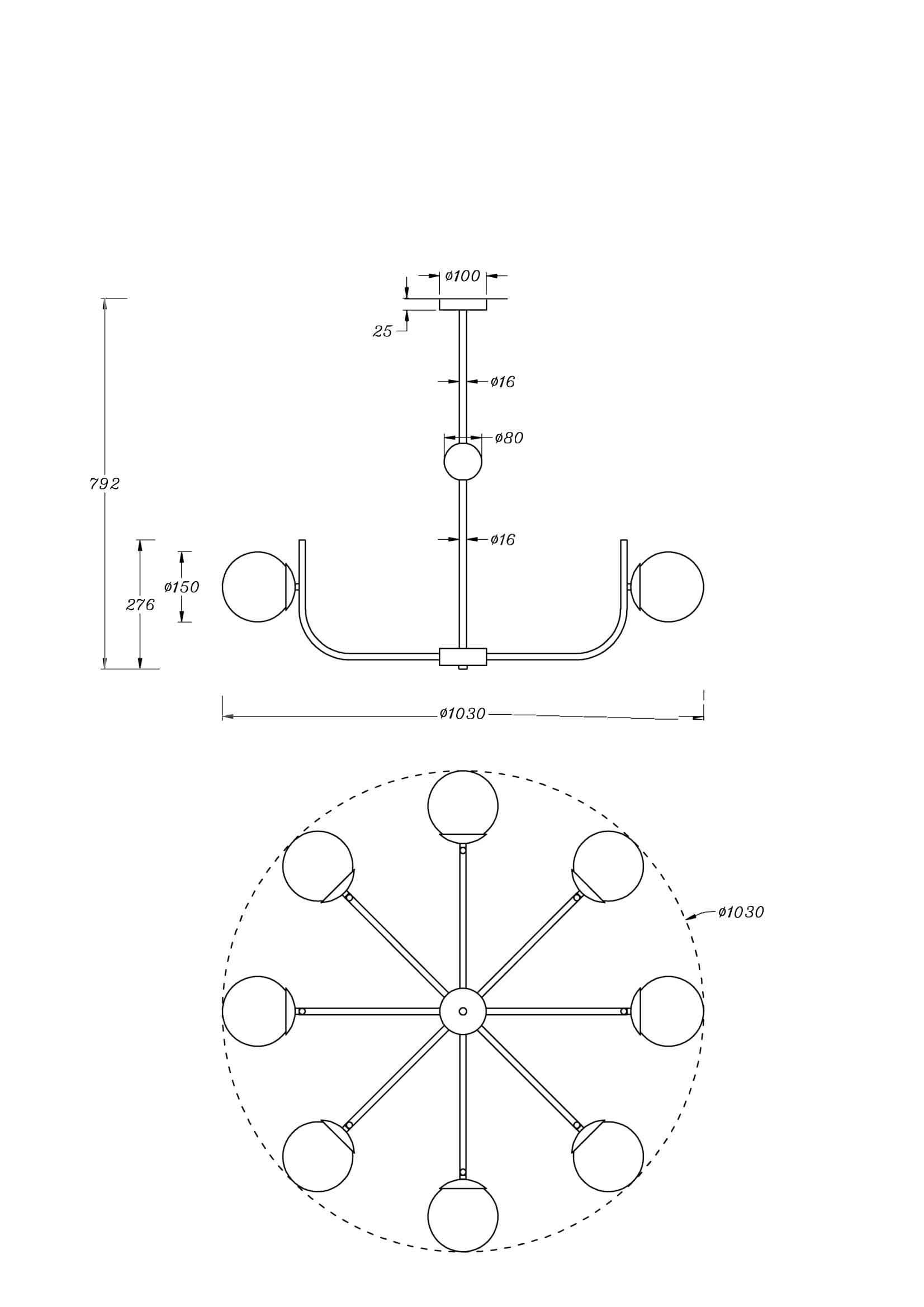 картинка Подвесной светильник Maytoni MOD109PL-08BS