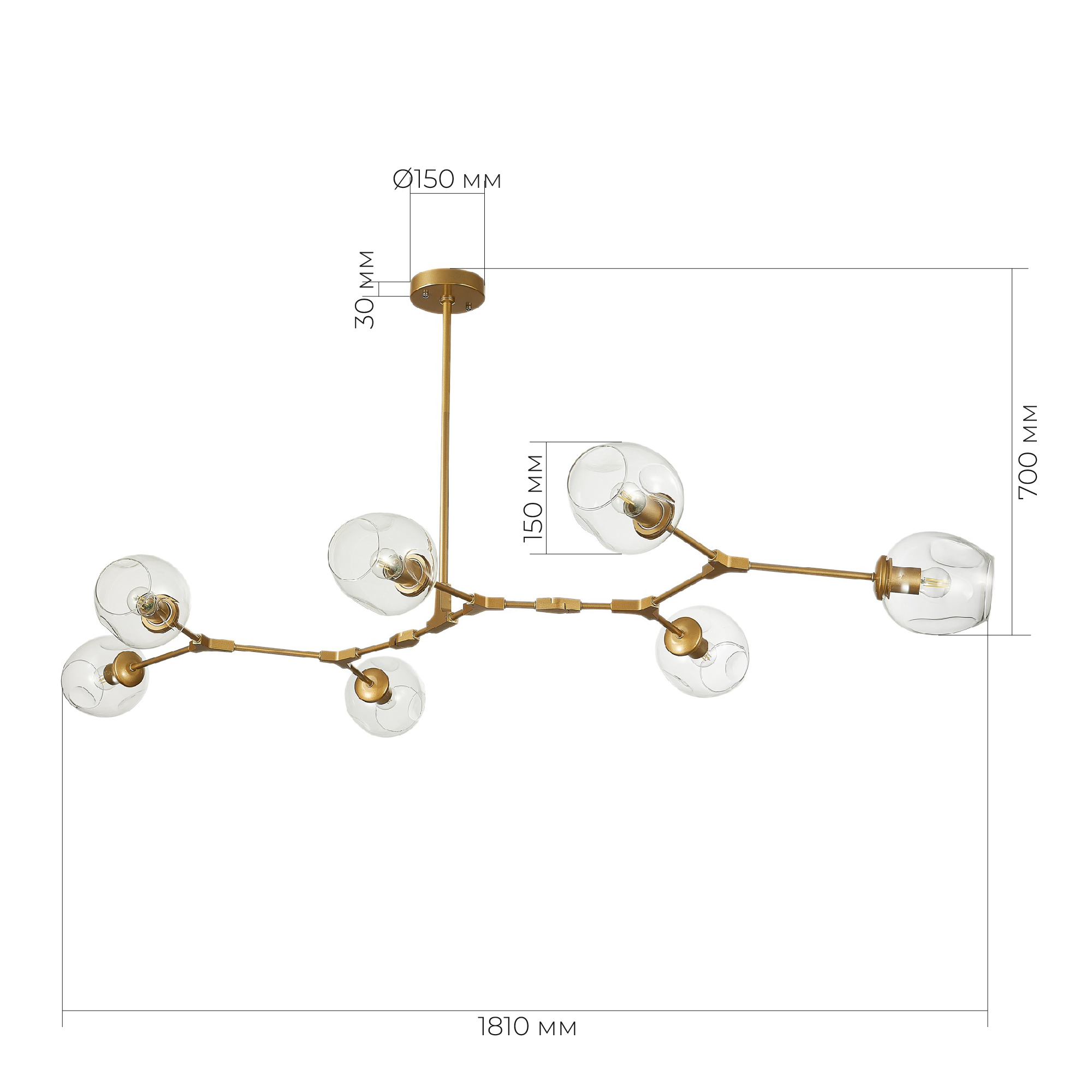 картинка SLE154823-07 Светильник подвесной Золотистый/Прозрачный E27 7*40W