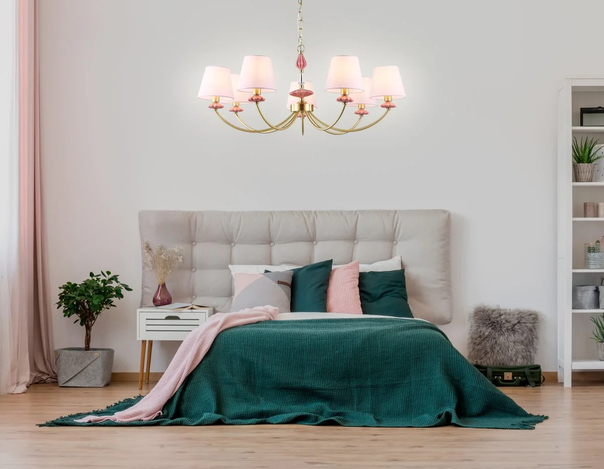 картинка Подвесная люстра с абажуром и декором из керамики LH75025