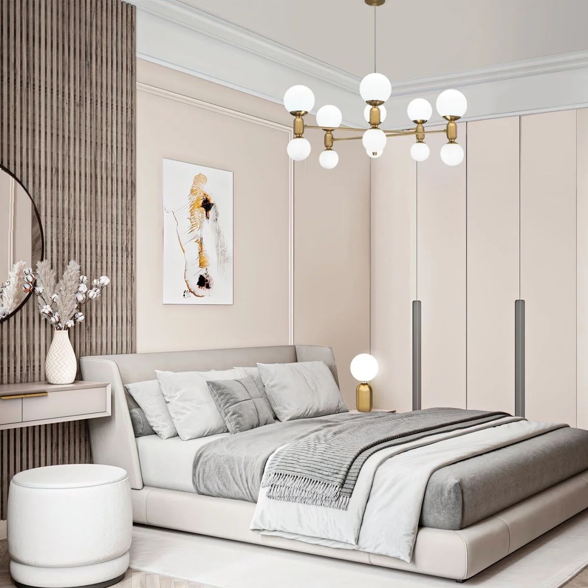 картинка Умная подвесная люстра с плафонами 30182 латунь