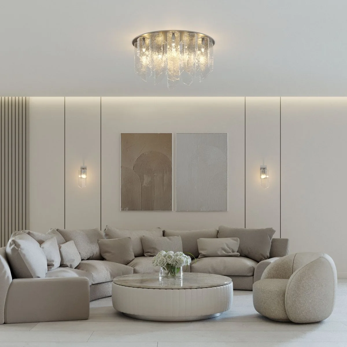 картинка Умный потолочный светильник с плафонами из фактурного стекла 381/10