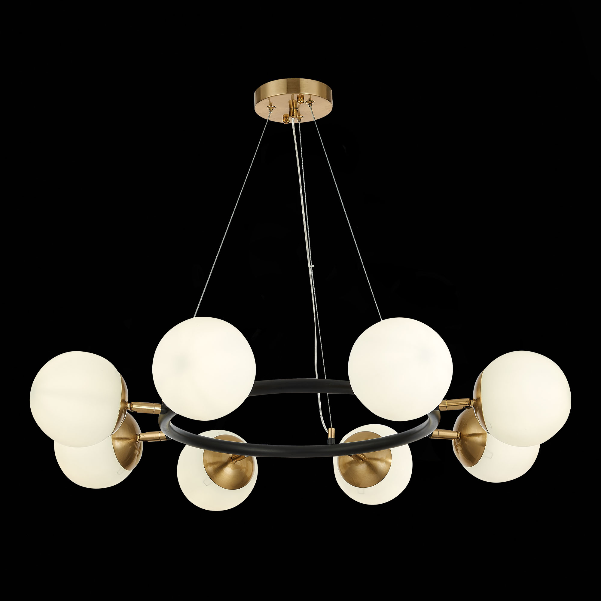 картинка SLE220403-08 Светильник подвесной Черный, Латунь/Белый E27 8*60W