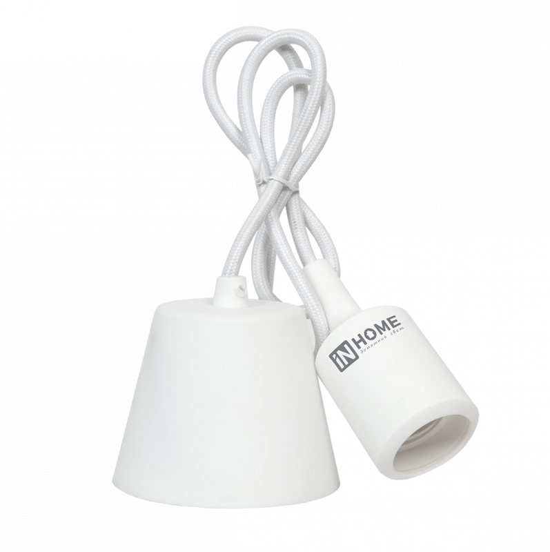 картинка Патрон Е27 силиконовый со шнуром 1м белый IN HOME