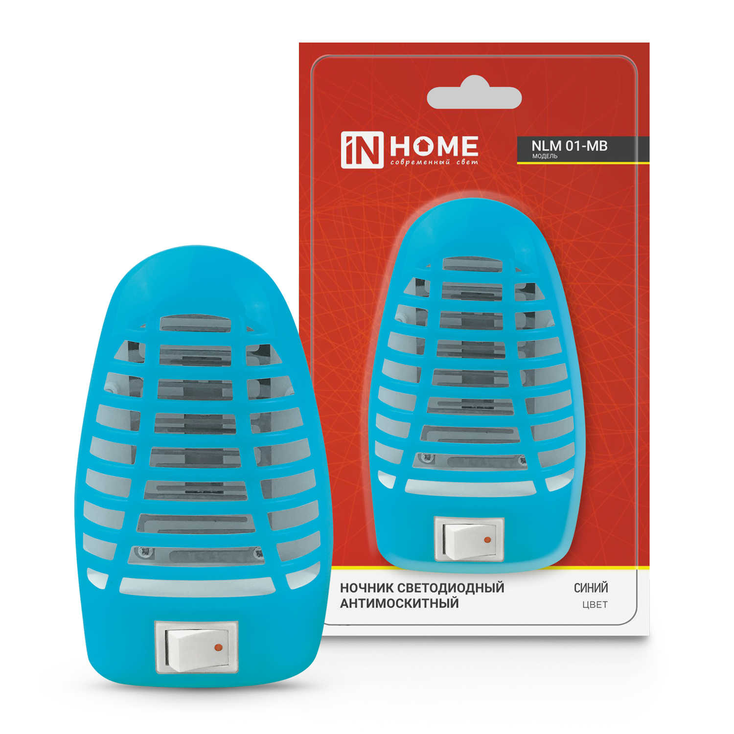 картинка Ночник светодиодный антимоскитный NLM 01-MB синий с выключателем 230В IN HOME
