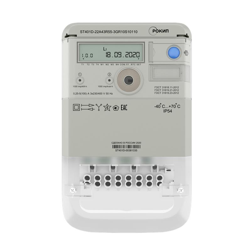 картинка Счетчик ST401D 3ф класс точн. 0.5S/1.0 многотариф. RS-485 PLC непосредств. вкл. на панель РОКИП ST401D