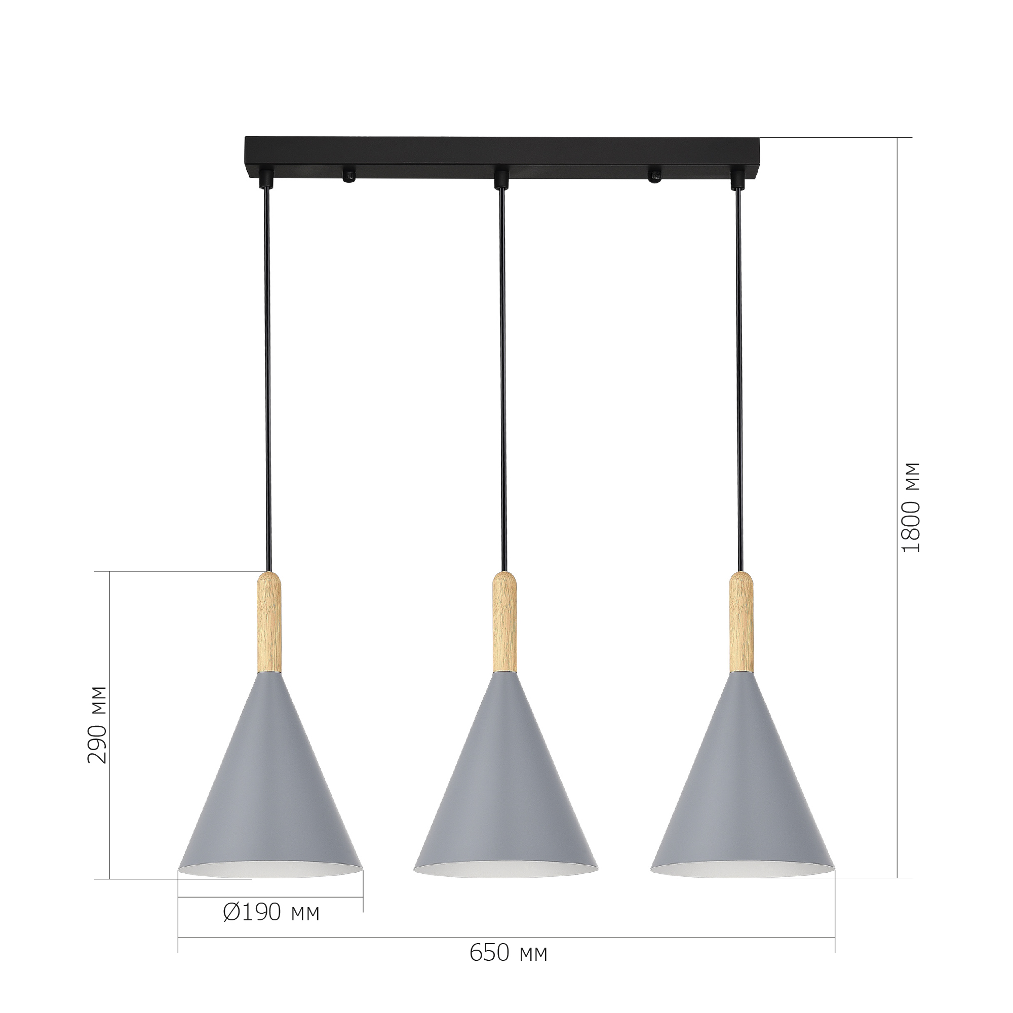 картинка SLE1255-413-03 Светильник подвесной Черный/Серый E27 3*40W