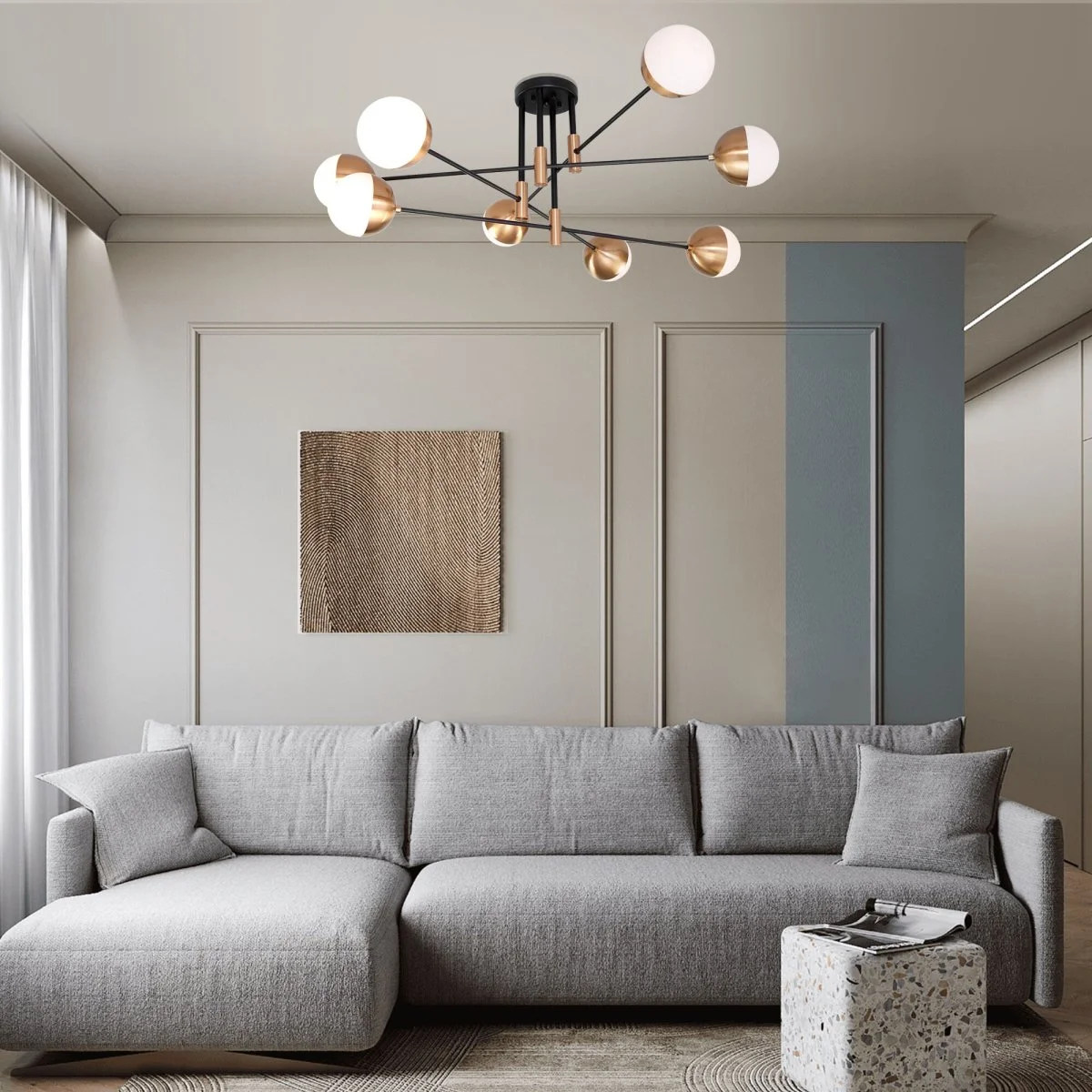 картинка Умная потолочная люстра в стиле лофт 70129/8 латунь Smart