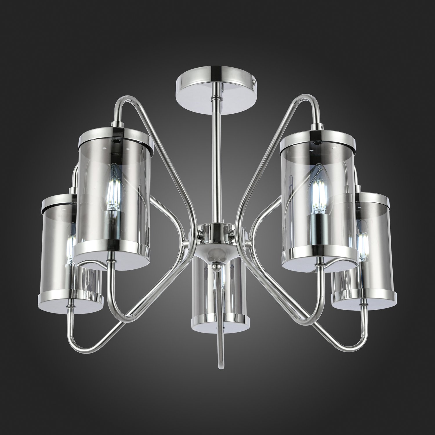 картинка SLE102302-05 Светильник потолочный Хром/Дымчатый E14 5*40W