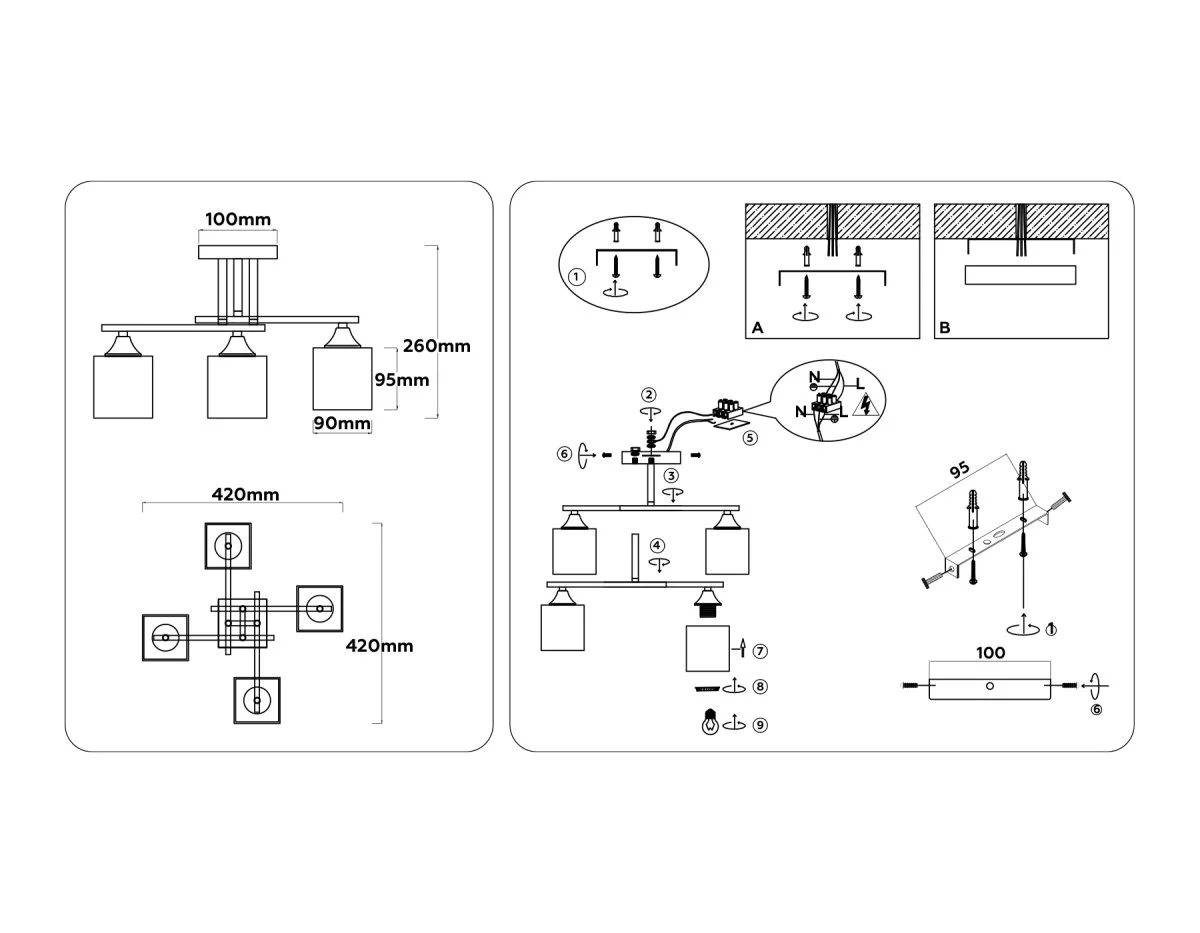 картинка Люстра на штанге со стеклянными плафонами TR303041