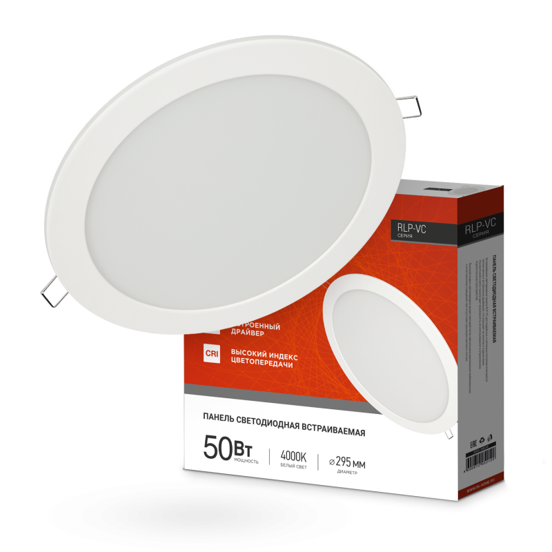 картинка Панель светодиодная встраиваемая круглая RLP-VC 5040WH 50Вт 230В 4000К 4000Лм 295мм белая IP40 IN HOME