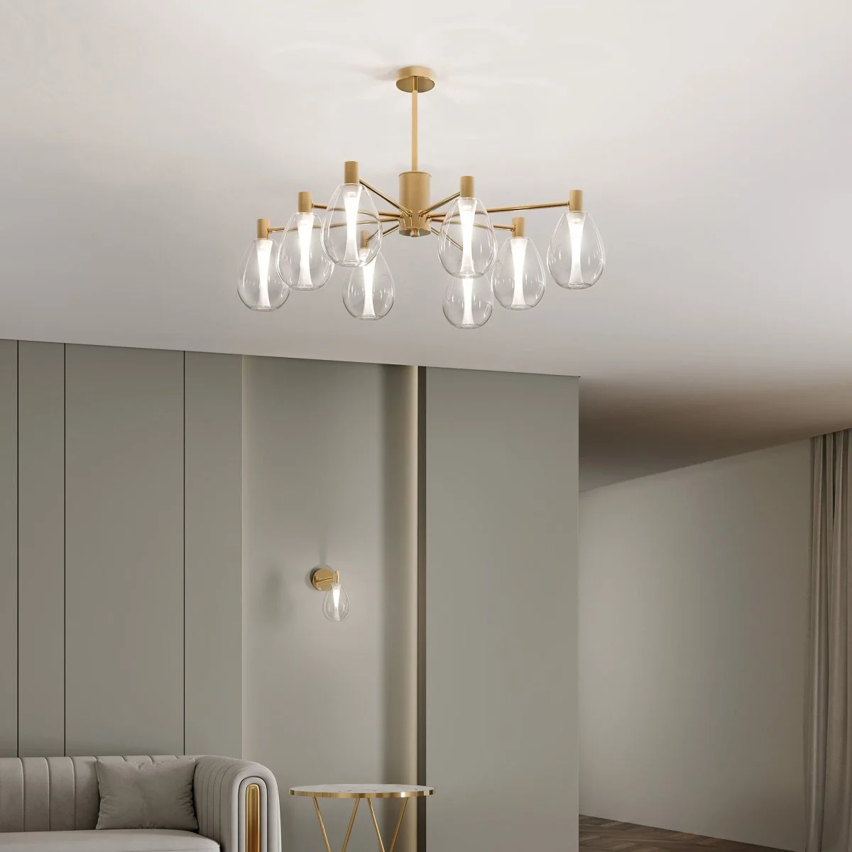 картинка Умный потолочный светильник со стеклянными плафонами 60175/8 латунь Smart