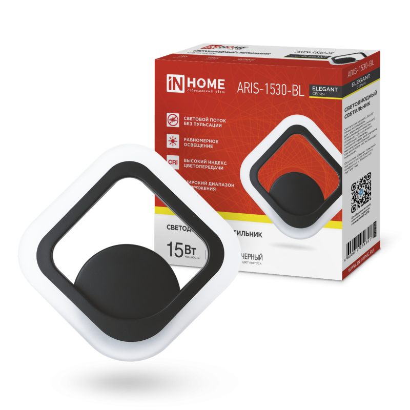 картинка Светильник светодиодный ELEGANT ARIS-1530-BL 15Вт 230В 3000K 1200Лм черный IN HOME