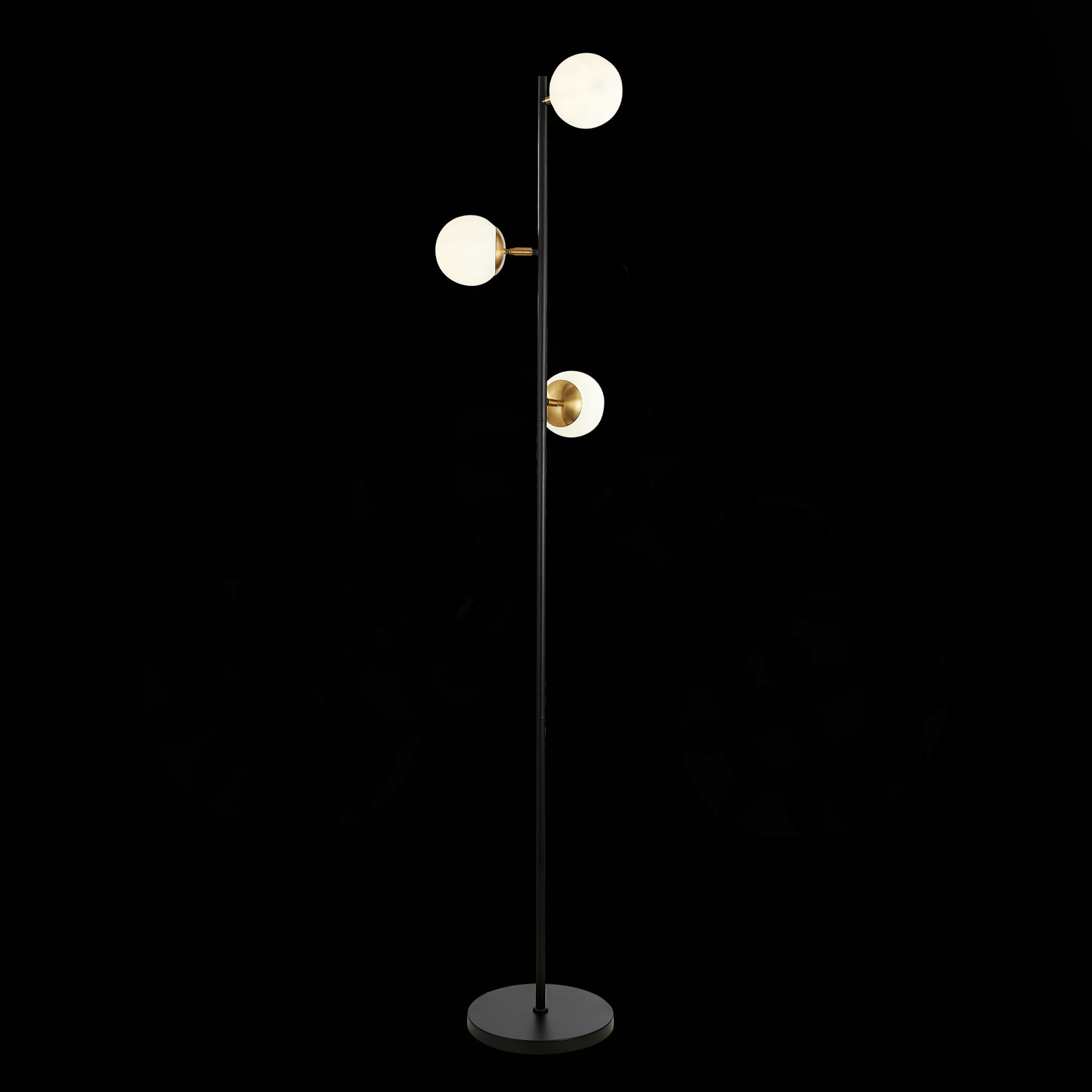 картинка SLE220405-03 Светильник напольный Черный, Латунь/Белый E27 3*60W