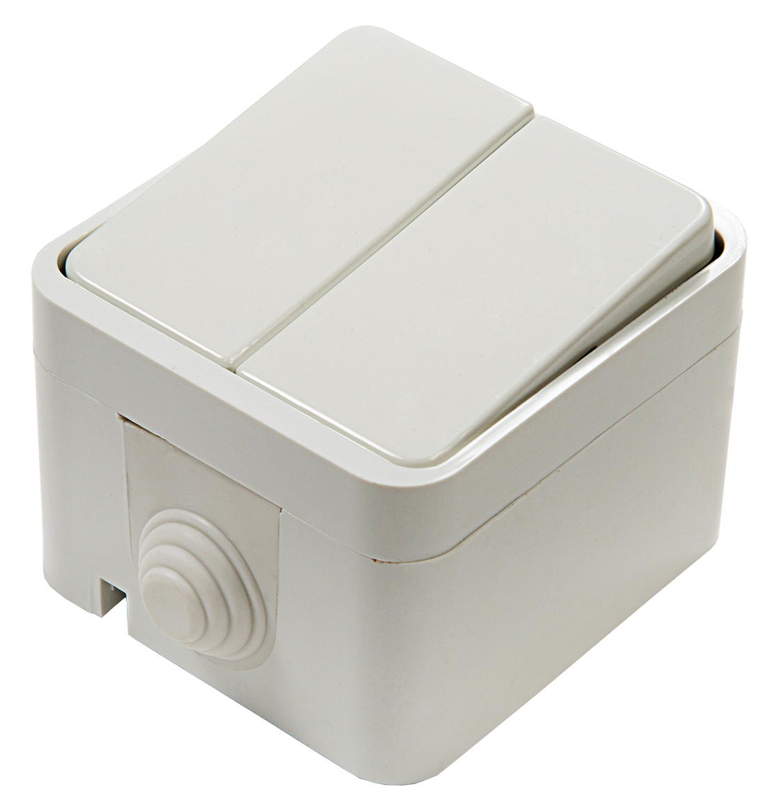 картинка Выключатель двухклавишный AQUA белый полугерметичный 3200 IN HOME