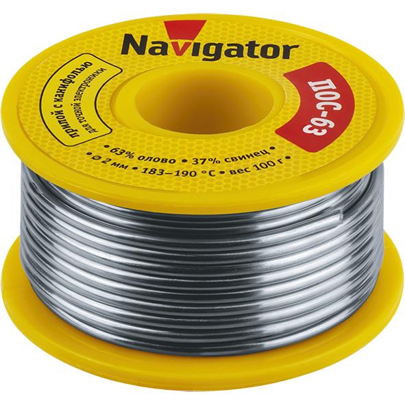 картинка Припой 93 787 NEM-Pos05-63K-2-K100 (ПОС-63 катушка 2мм 100г) NAVIGATOR 93787