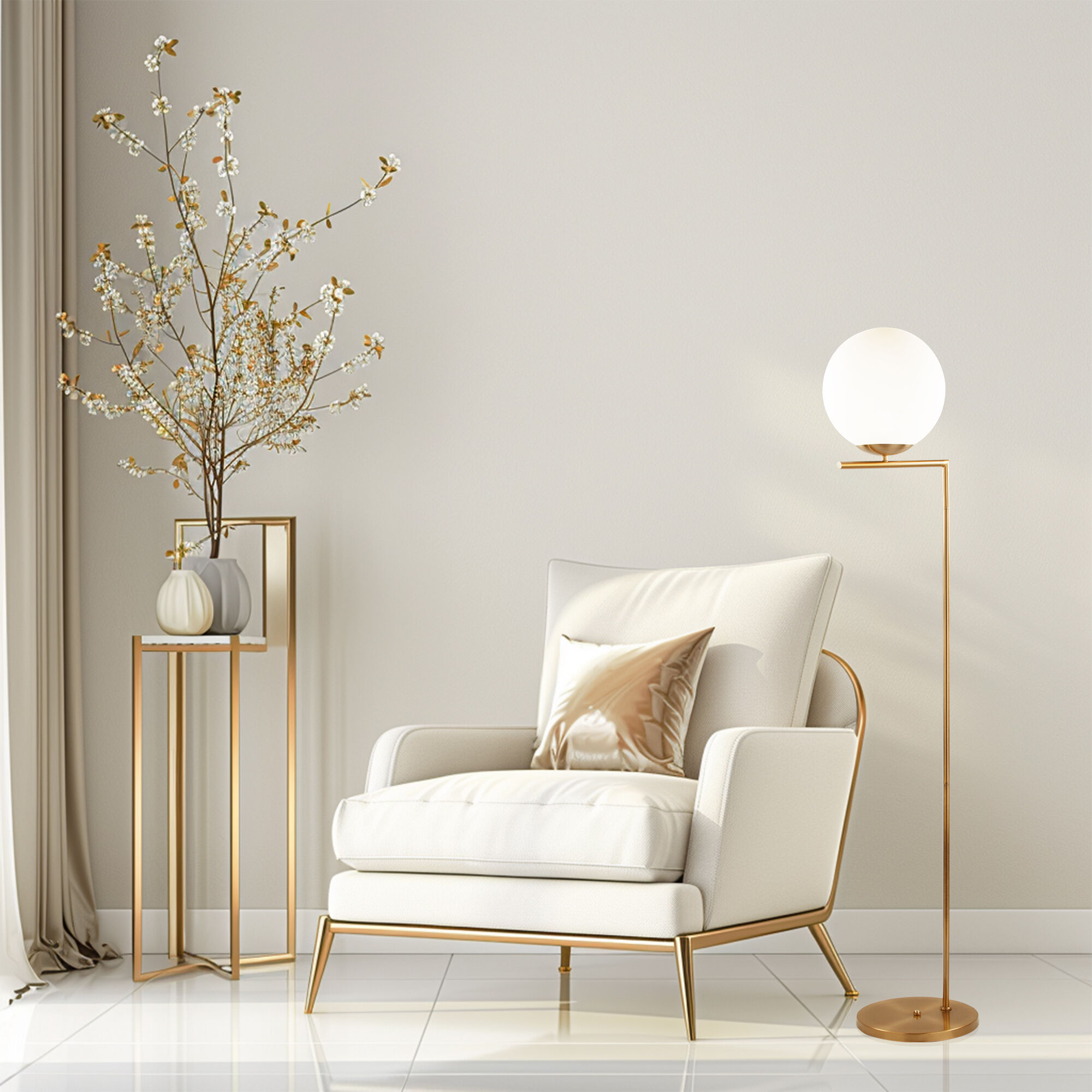 картинка Торшер в стиле Loft 01083/1 латунь