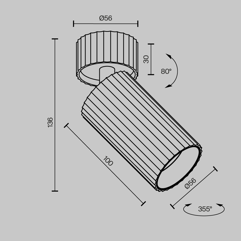 картинка Потолочный светильник Technical C108CL-01-GU10-B