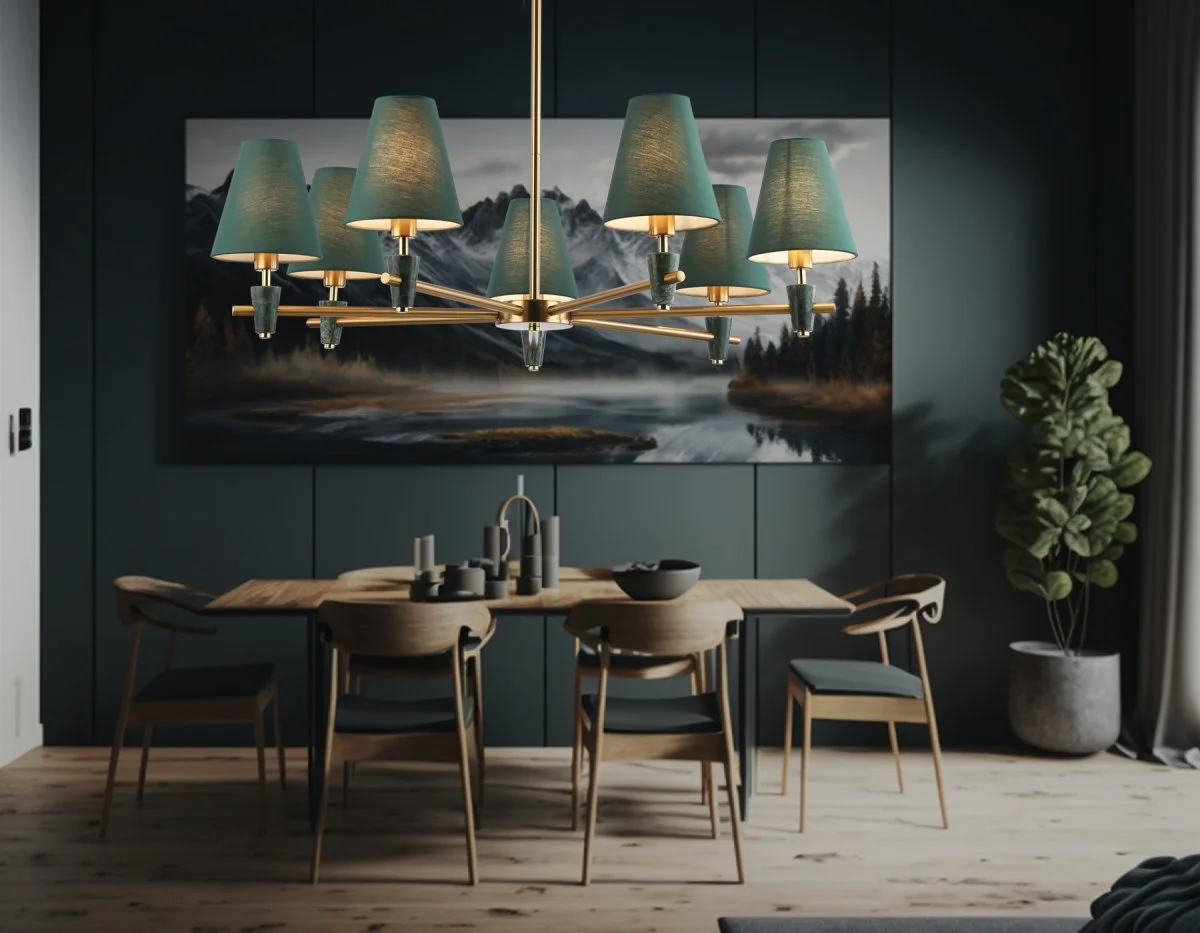 картинка Люстра на штанге с абажурами и мрамором LH75053