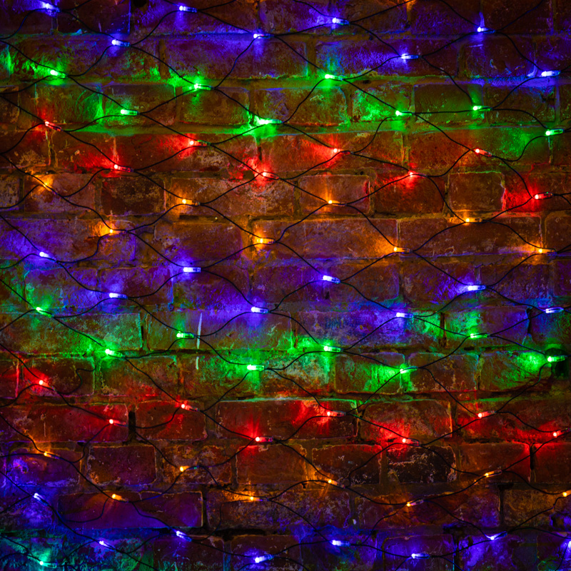 картинка Гирлянда светодиодная Сеть 2х1,5м 288 LED МУЛЬТИ черный ПВХ IP65 постоянное свечение 230В контроллер в комплекте NEON-NIGHT