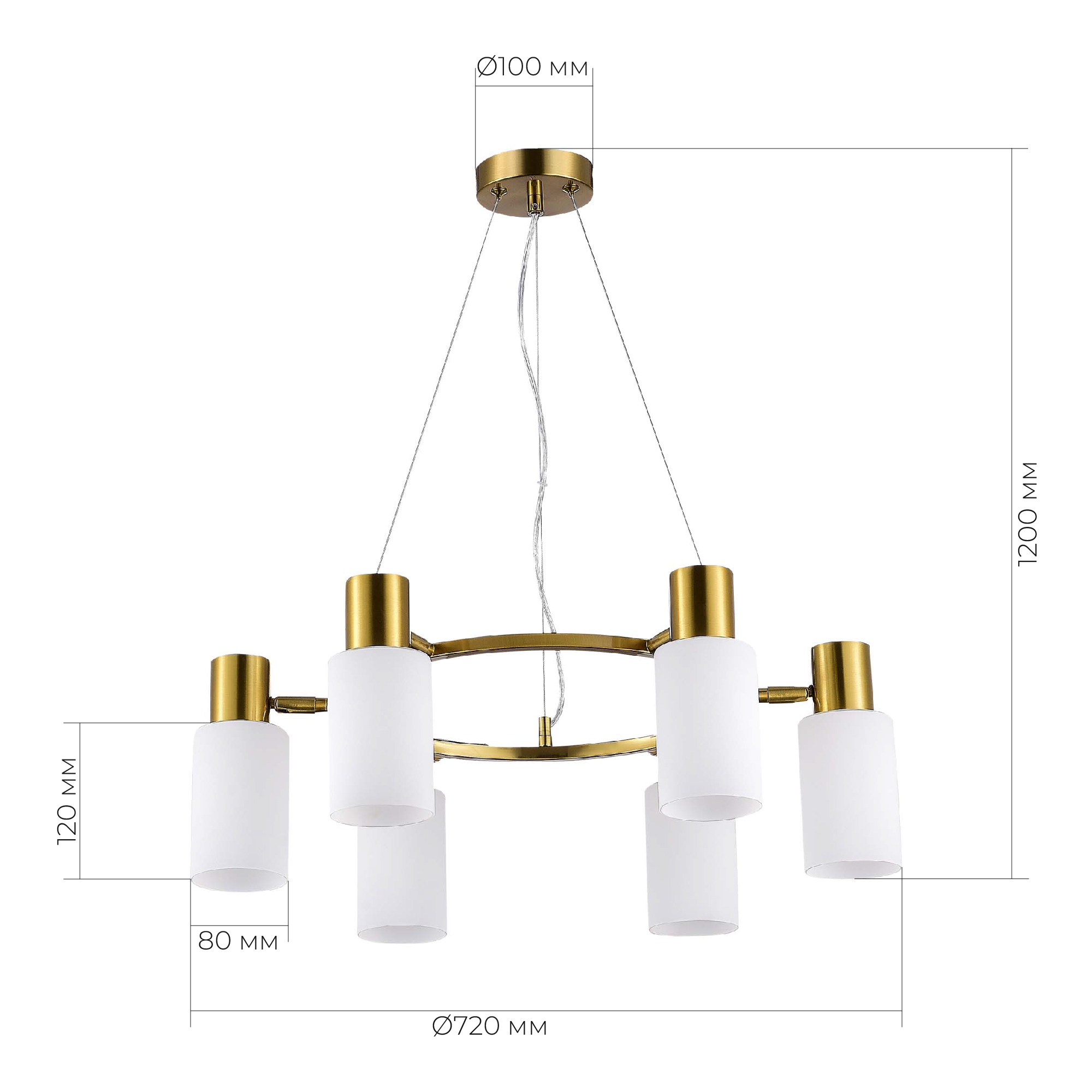 картинка SLE1139-303-06 Светильник подвесной Латунь/Белый E14 6*60W