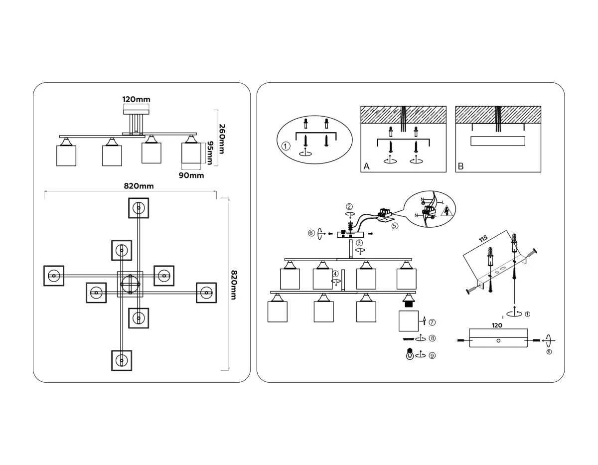 картинка Люстра на штанге со стеклянными плафонами TR303044