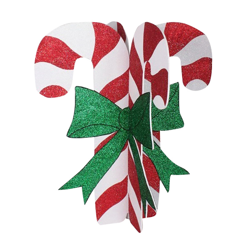 картинка Елочная фигура Карамельная палочка 3D, 89x78 см, цвет белый/красный