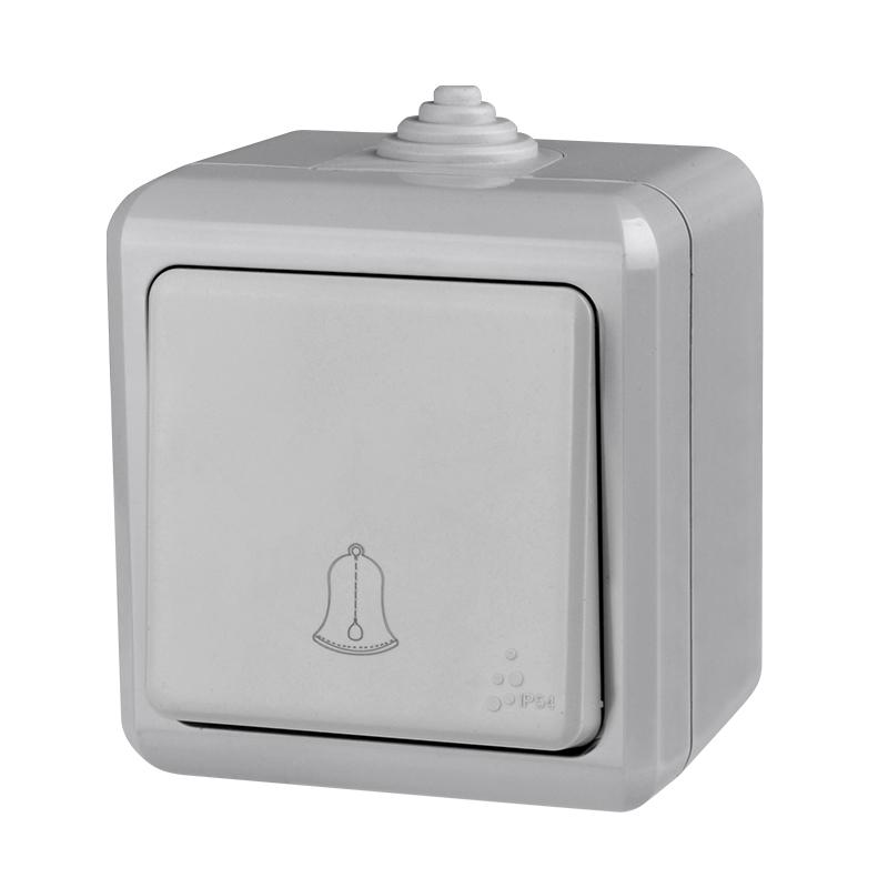 картинка Кнопка звонка ОП Dita IP54 10А 250В сер. TOKOV ELECTRIC TKL-DT-DB-C06-IP54